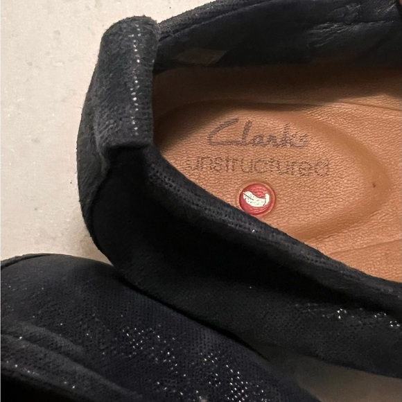 Clark’s Unstructured Dark Blue Women’s Size 7.5 Leather Ballet Flats - Picture 3 of 6